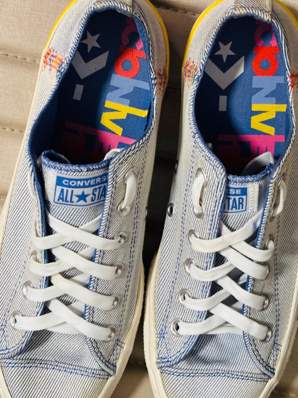 CONVERSE CTAS LIFT OX OZONE BLUE RAINBOW Women’s 9.5 - Picture 6 of 10